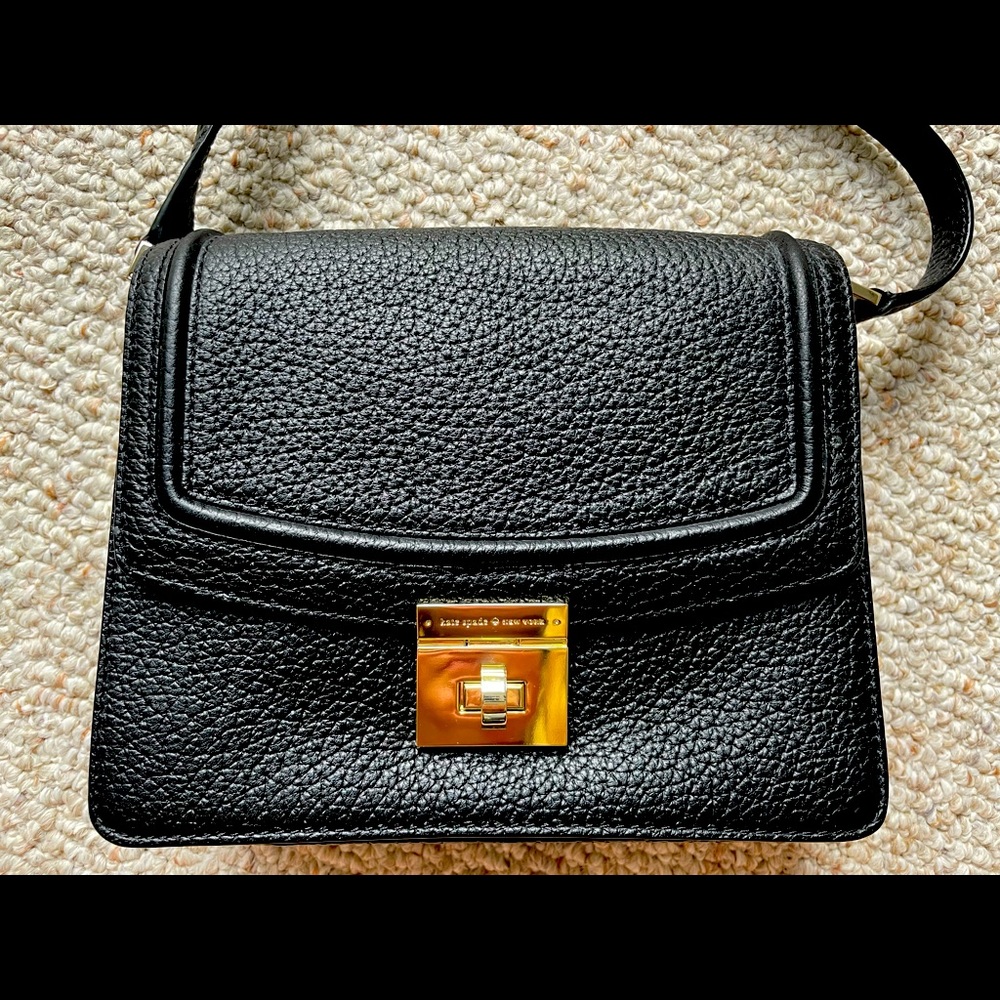 New Kate Spade Black Pebbled Leather Crossbody